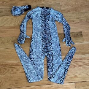 Kids Snakeskin Print Bodysuit with Head, 6-9 years old